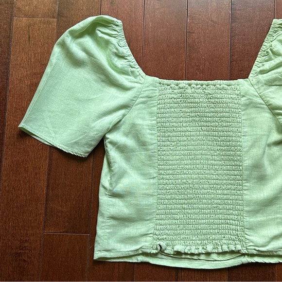 Abercrombie & Fitch Linen Blend Puff Sleeve Blouse - Picture 6 of 6